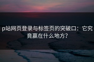 p站网页登录与标签页的突破口：它究竟赢在什么地方？