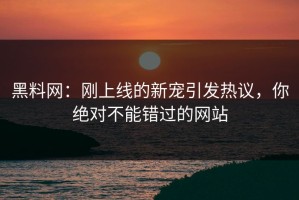 黑料网：刚上线的新宠引发热议，你绝对不能错过的网站