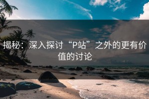揭秘：深入探讨“P站”之外的更有价值的讨论