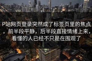 P站网页登录突然成了标签页里的焦点，前半段平静，后半段直接情绪上来，看懂的人已经不只是在围观了