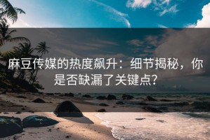 麻豆传媒的热度飙升：细节揭秘，你是否缺漏了关键点？