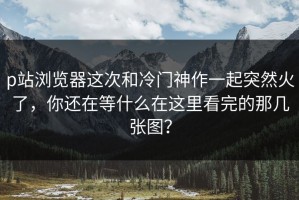 p站浏览器这次和冷门神作一起突然火了，你还在等什么在这里看完的那几张图？