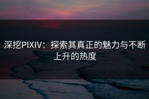深挖PIXIV：探索其真正的魅力与不断上升的热度