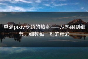重温pixiv专题的热潮——从热闹到细节，细数每一刻的精彩