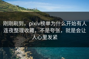 刚刚刷到，pixiv榜单为什么开始有人连夜整理收藏，不是夸张，就是会让人心里发紧