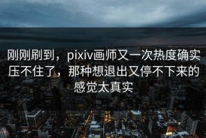 刚刚刷到，pixiv画师又一次热度确实压不住了，那种想退出又停不下来的感觉太真实