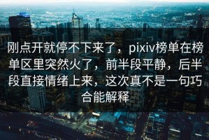 刚点开就停不下来了，pixiv榜单在榜单区里突然火了，前半段平静，后半段直接情绪上来，这次真不是一句巧合能解释