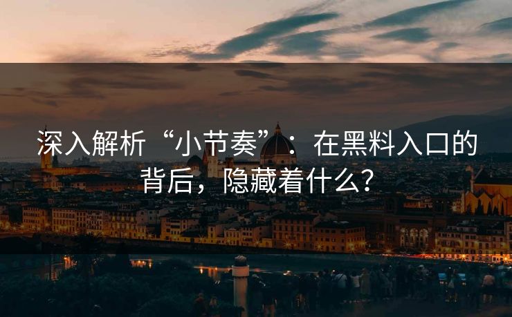 深入解析“小节奏”:在黑料入口的背后,隐藏着什么? 深入解析“小节奏”:在黑料入口的背后,隐藏着什么?