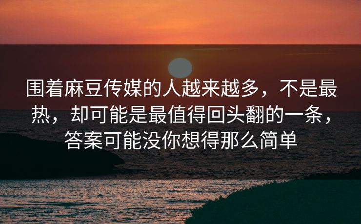 围着麻豆传媒的人越来越多，不是最热，却可能是最值得回头翻的一条，答案可能没你想得那么简单