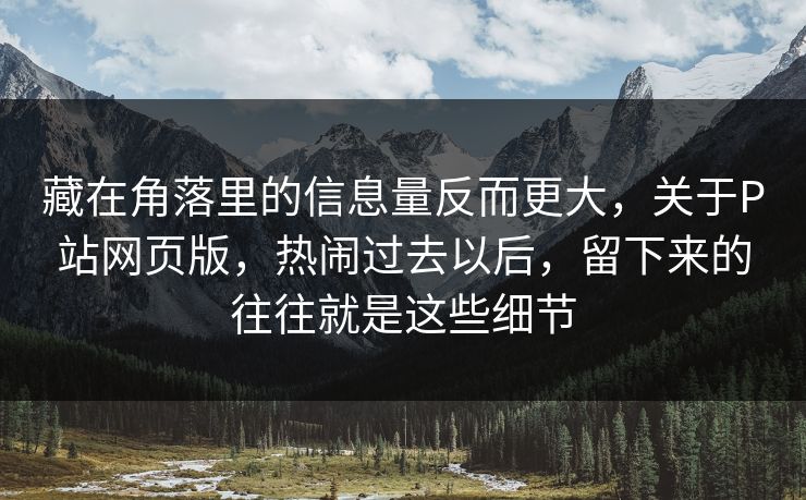 藏在角落里的信息量反而更大，关于P站网页版，热闹过去以后，留下来的往往就是这些细节