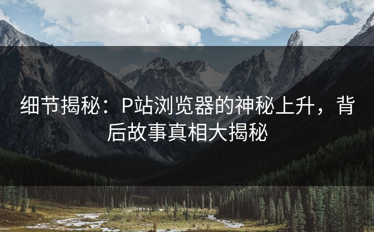 细节揭秘：P站浏览器的神秘上升，背后故事真相大揭秘