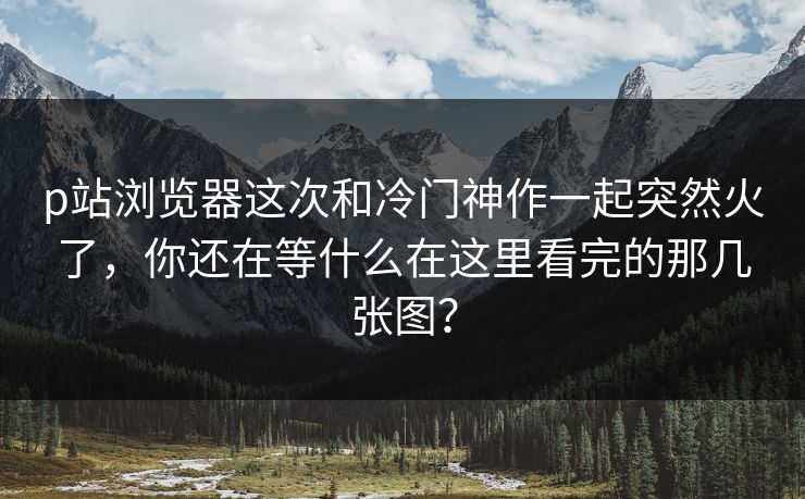 p站浏览器这次和冷门神作一起突然火了，你还在等什么在这里看完的那几张图？
